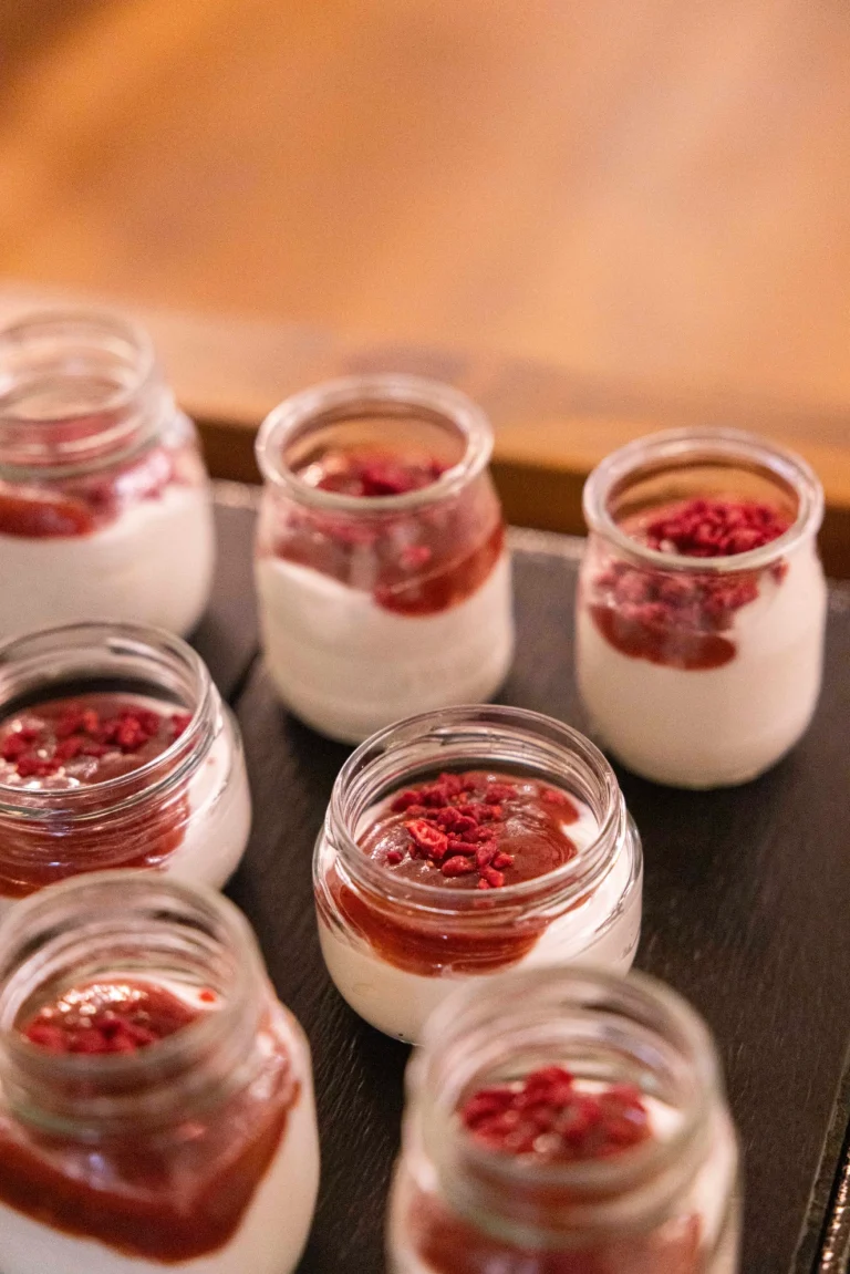 yoghurts with raspberries